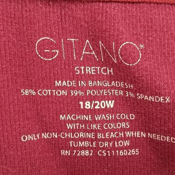 Gitano Blouse Women's Size 18/20W Burgundy 3/4 Sleeve V-Neck Stretch Office - Picture 5 of 9